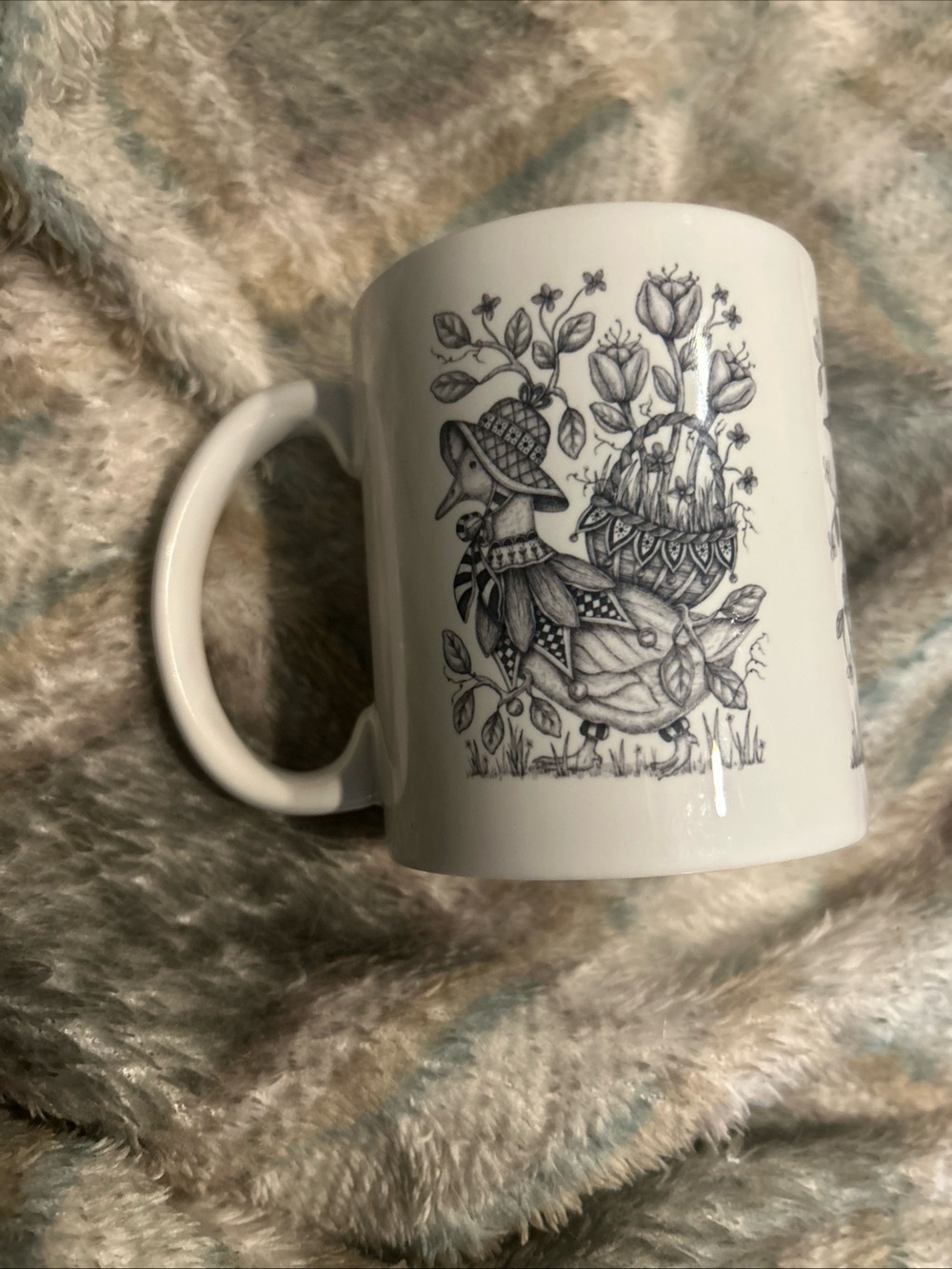 Black Ink Duck,Rabbit & Goode parade Illustration byMackenzie Myrick Ceramic Mug